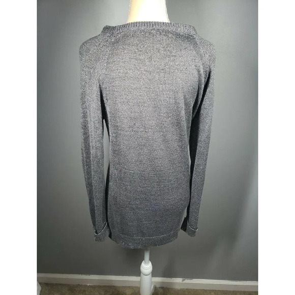 Cupio womens long sleeve pullover sweater, gray/metallic size L - Picture 2 of 6